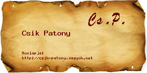 Csik Patony névjegykártya